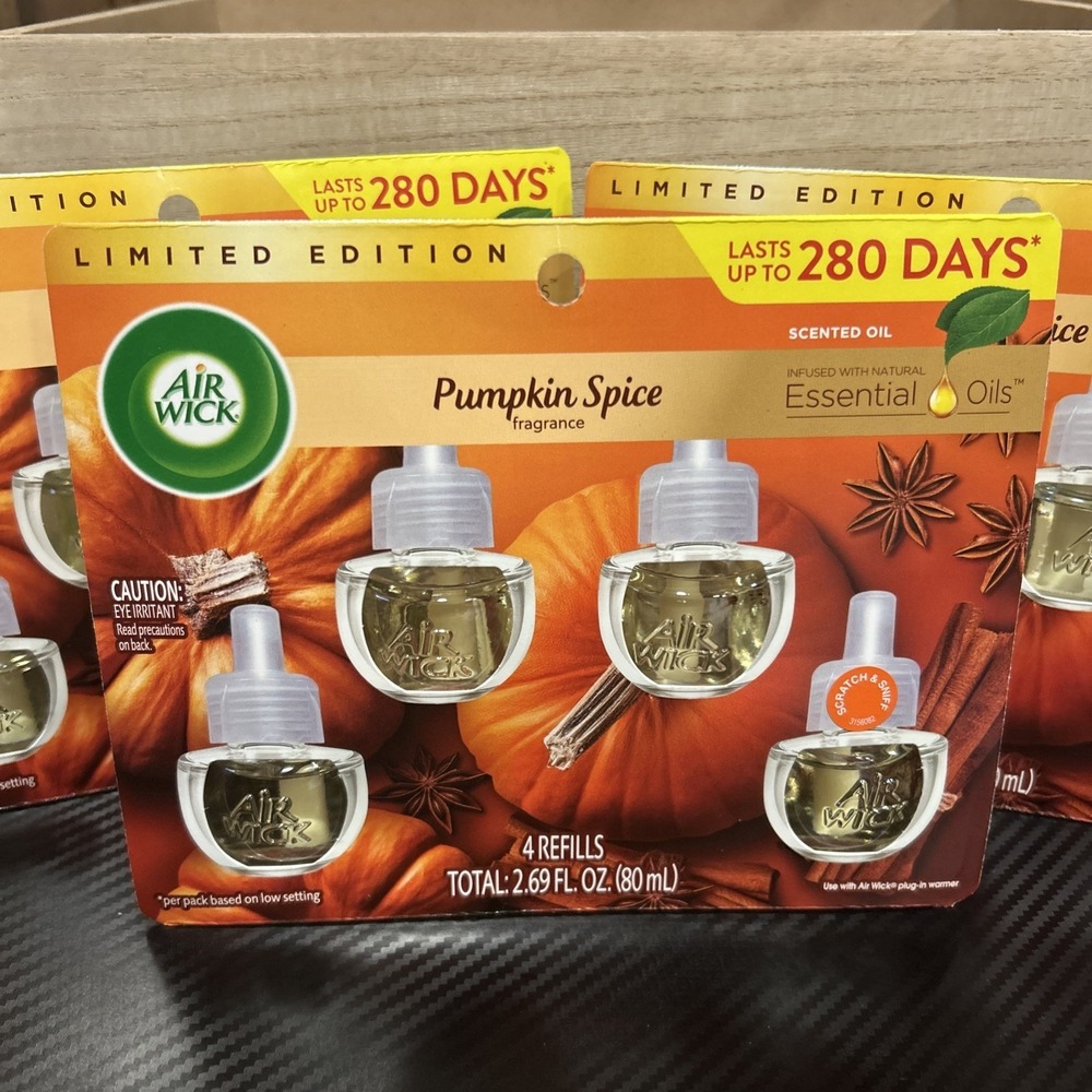 12 Limited Edition Air Wick Plugin Refills Pumpkin‎ Spice Scented Essential Oil